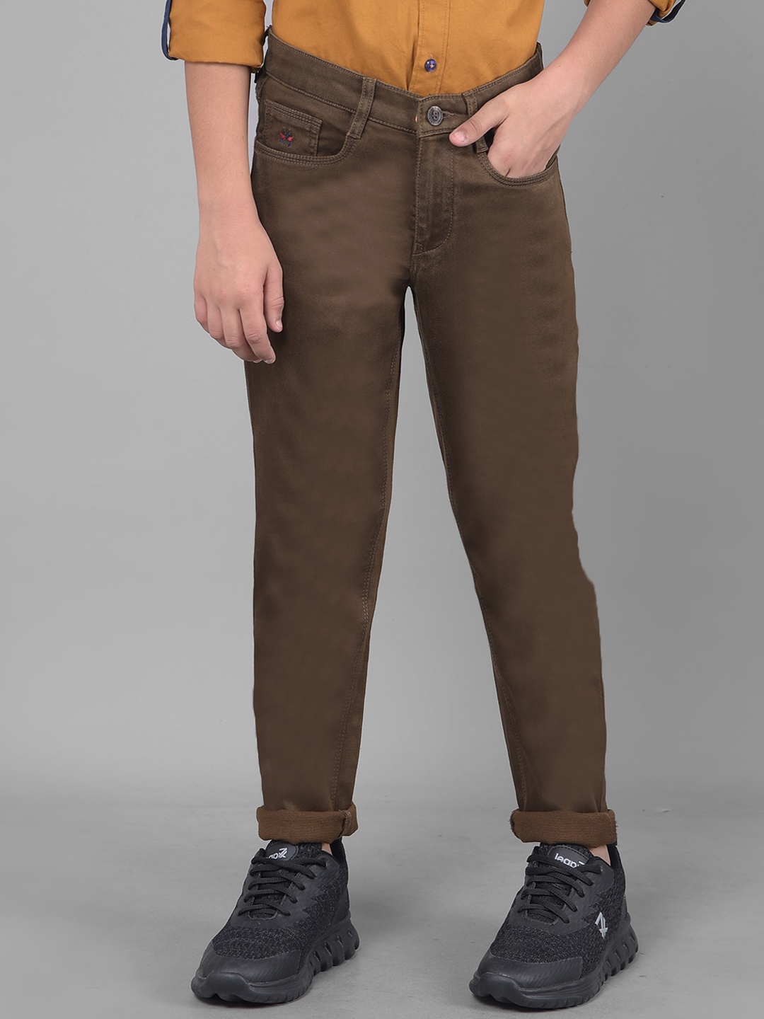 

Crimsoune Club Boys Brown Slim Fit Trousers