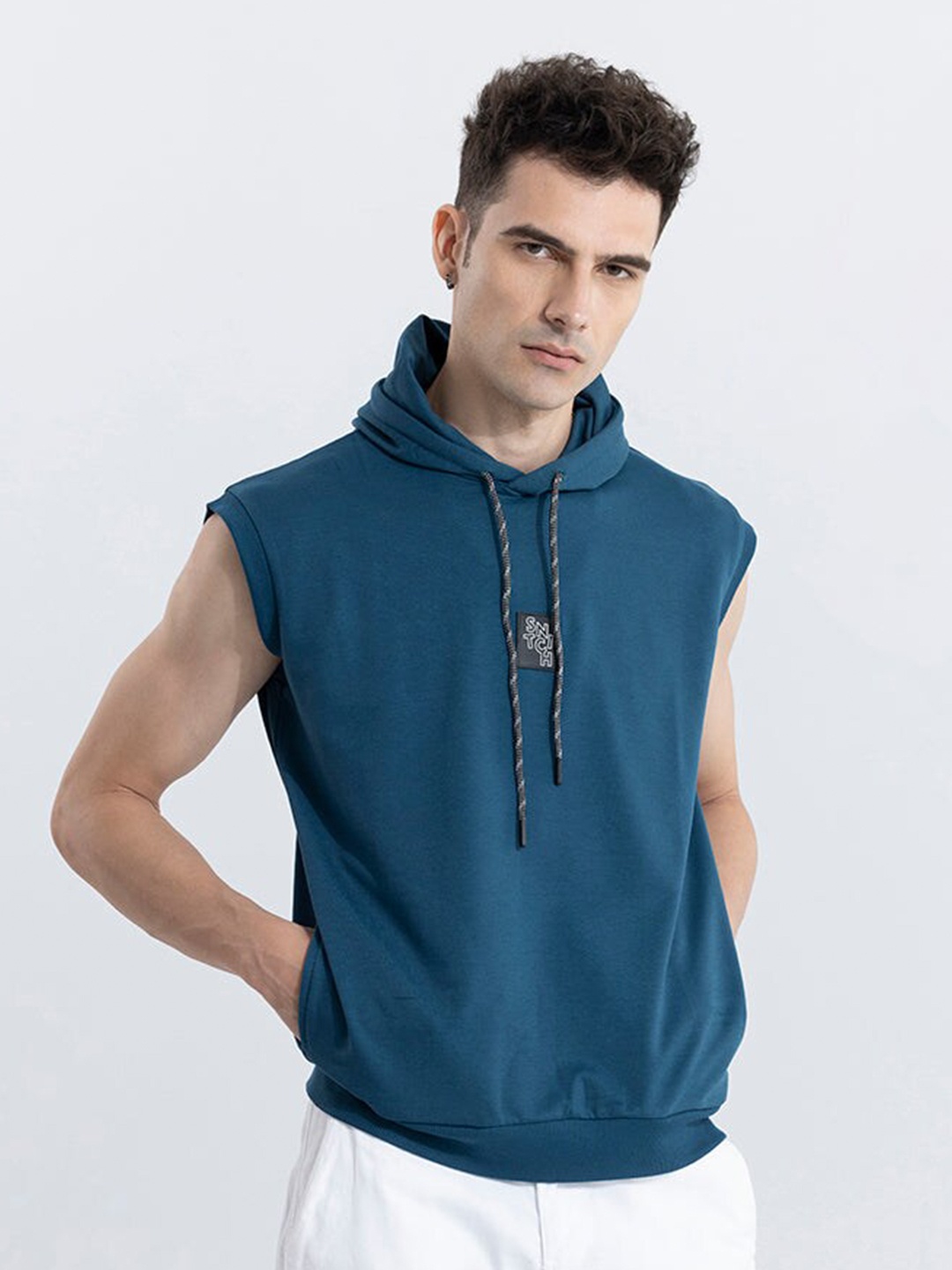 

Snitch Teal Hooded Sleeveless Pullover