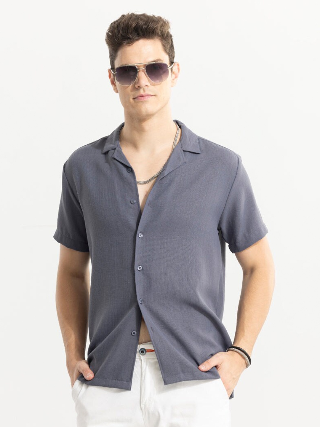 

Snitch Grey Classic Boxy Casual Shirt