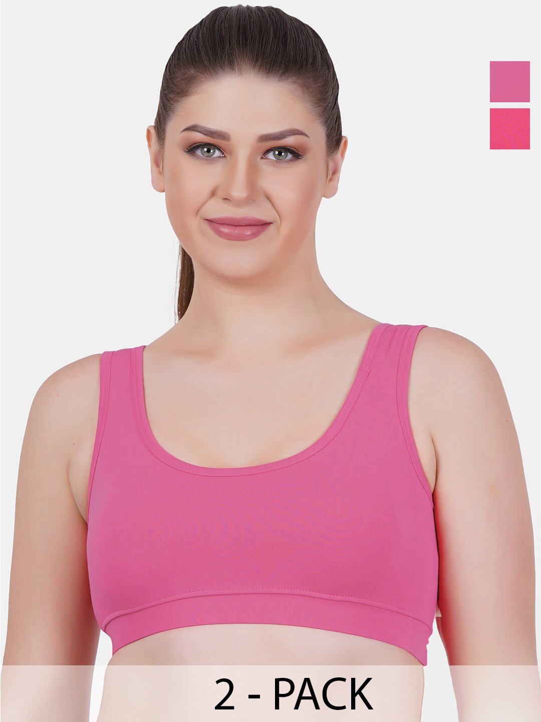 

Reveira Pack Of 2 Full Coverage Training Workout Bra, Pink