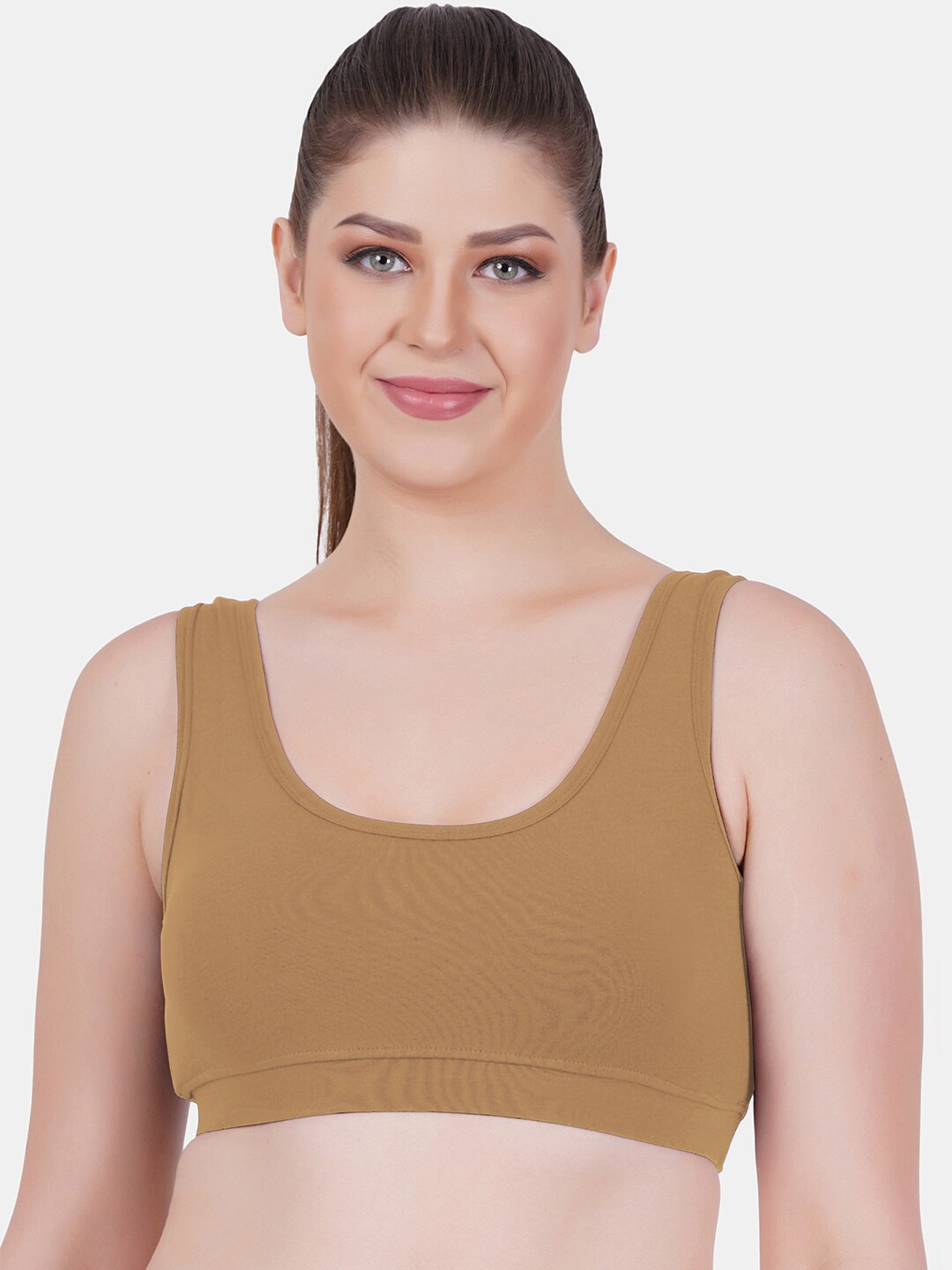 

Reveira Plus Size Medium Coverage Dry Fit Workout Bra With All Day Comfort, Tan