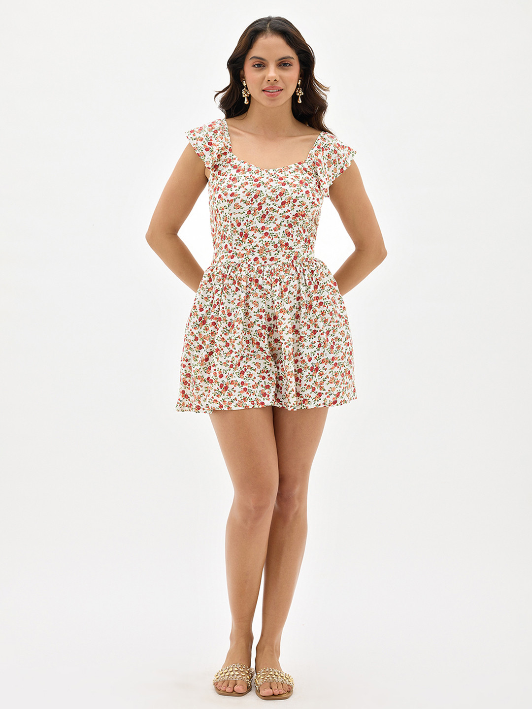 

Virgio Floral Printed A-Line Dress, White