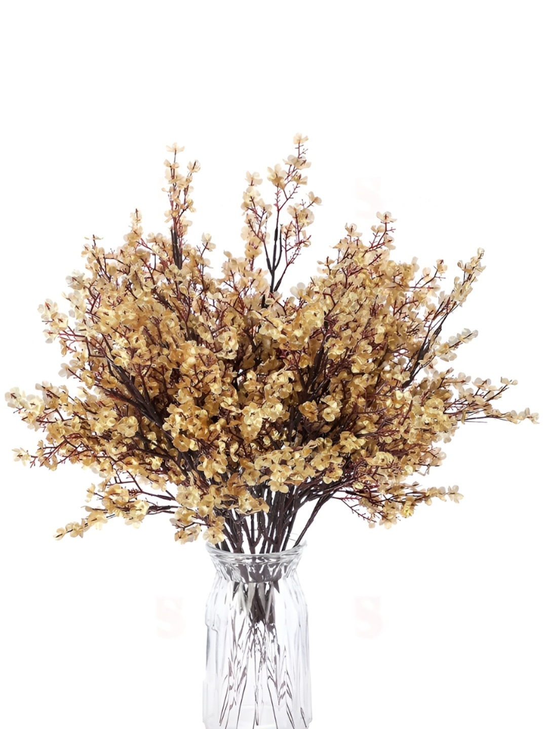 

Satyam Kraft Gold Toned 3 Pieces Gypsophilia Artificial Flowers