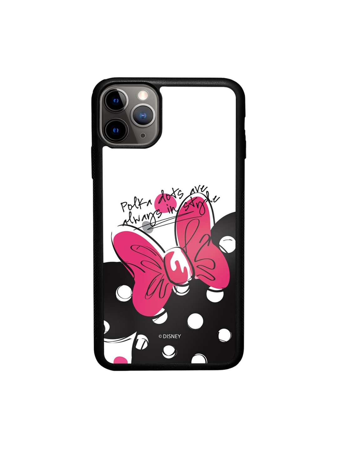 

macmerise Polka Minnie Printed Slim & Light weight iPhone 11 Pro Max Bumper Case, Black