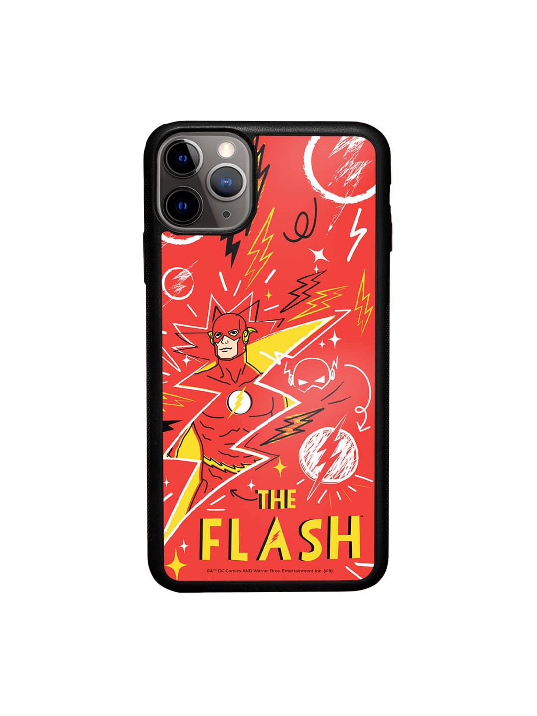 

macmerise Flash Doodle Printed iPhone 11 Pro Max Phone Bumper Case Cover, Red