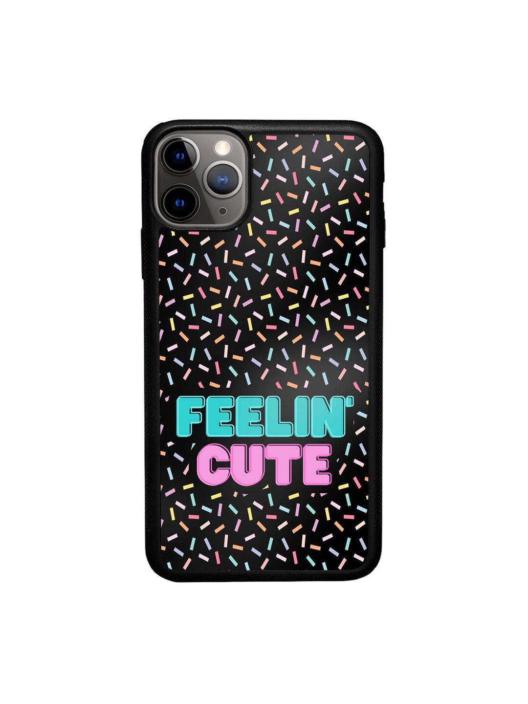 

macmerise Feelin Cute iPhone 11 Pro Max Bumper Case Cover, Black