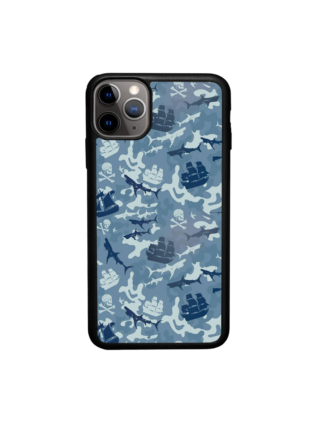

macmerise Pirates Pattern Abstract Printed iPhone 11 Pro Max Phone Bumper Case Cover, Blue