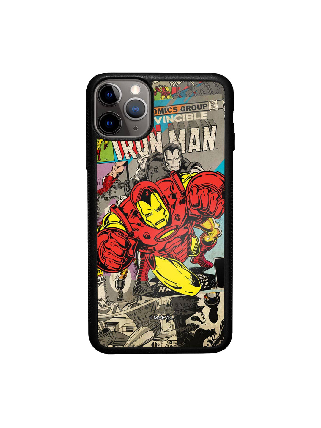 

macmerise Comic Iron Man Printed iPhone 11 Pro Max Bumper Phone Back Cover, Black