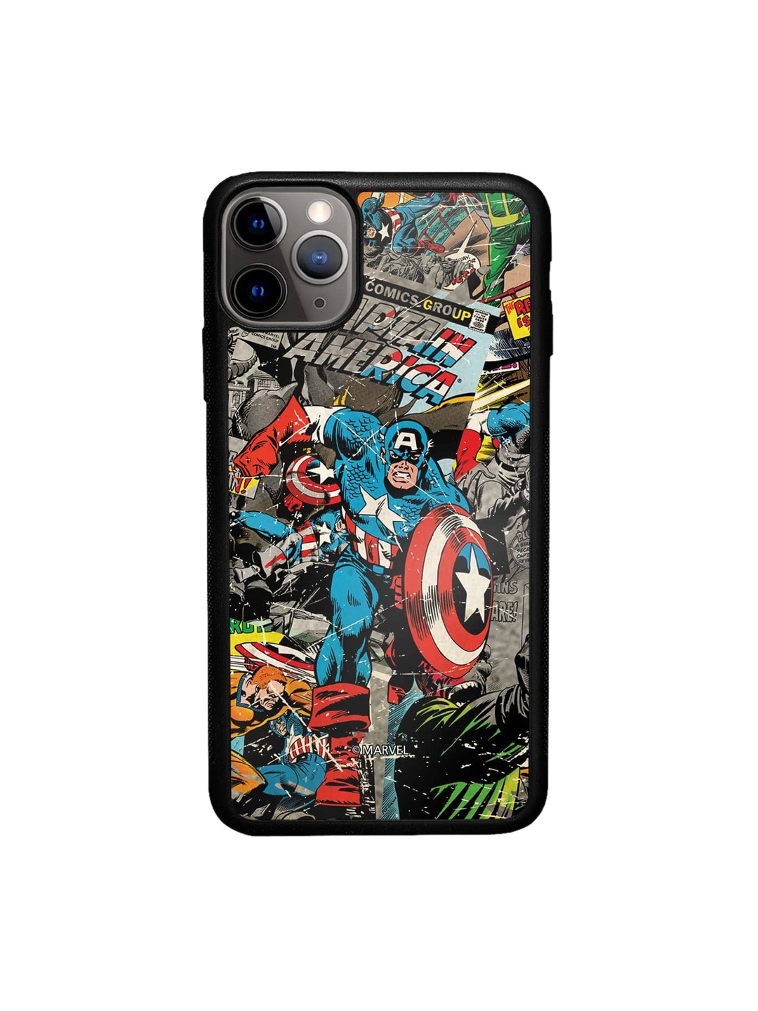

macmerise Comic Captain Americ Printed iPhone 11 Pro Max Bumper Phone Back Cover, Grey