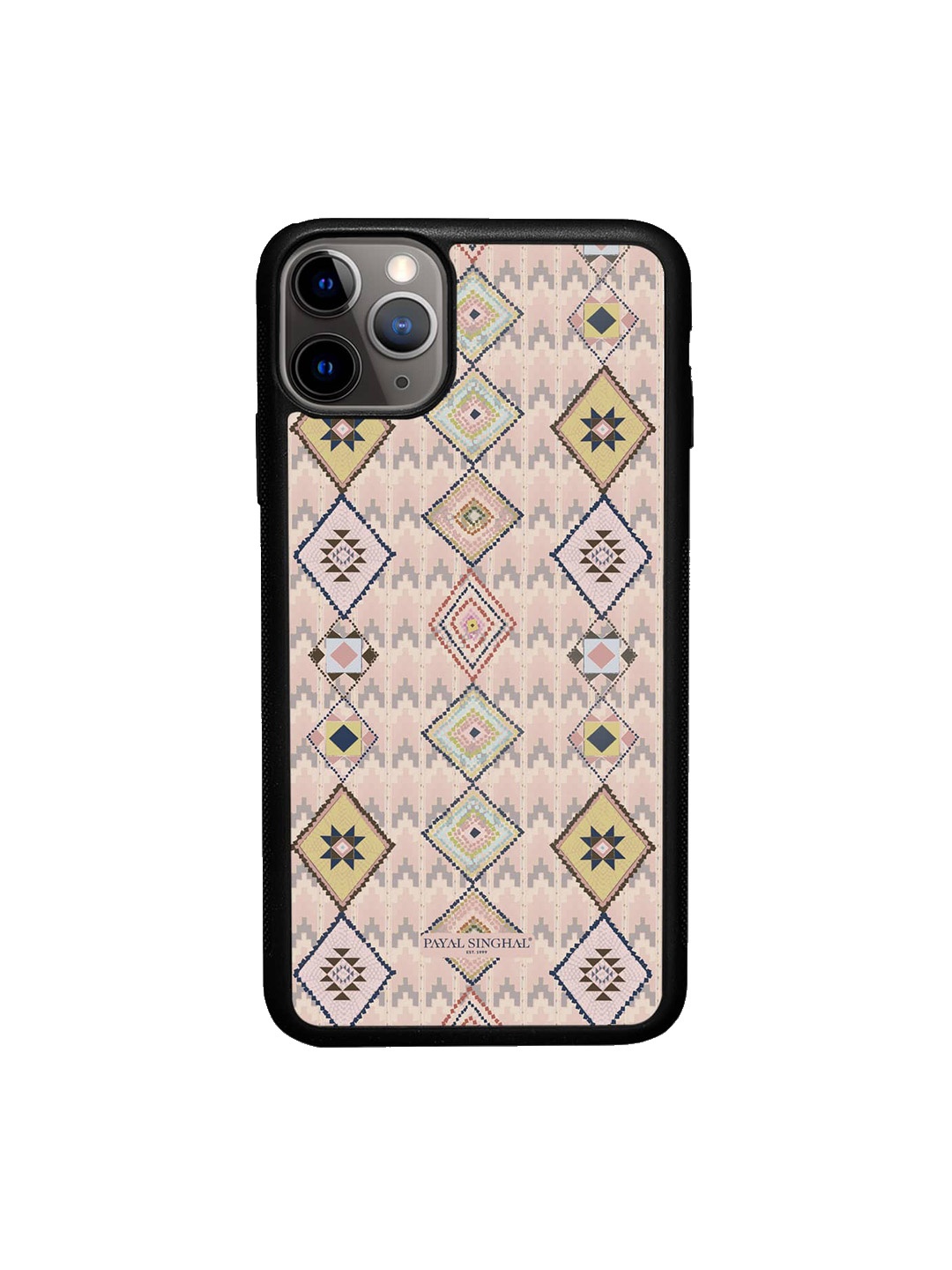 

macmerise Geometric Printed iPhone 11 Pro Max Bumper Phone Back Cover, Pink