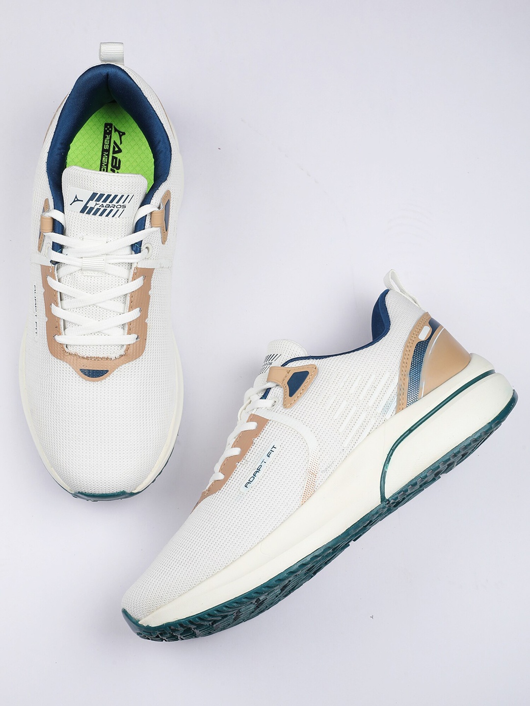 

ABROS Men ETHAN Lace-Up Running Shoes, Off white