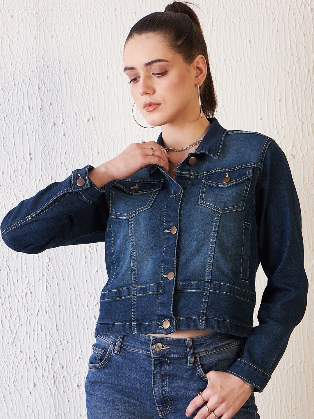 

Antheaa Blue Washed Baggy Fit Denim Jacket
