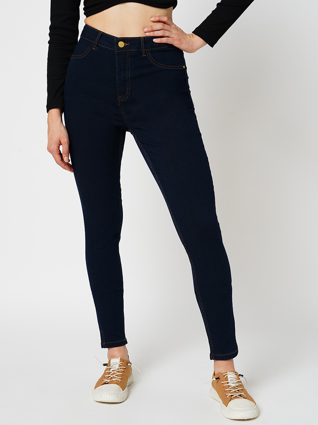 

ONLY Women Skinny Fit High-Rise Clean Look Stretchable Jeans, Blue