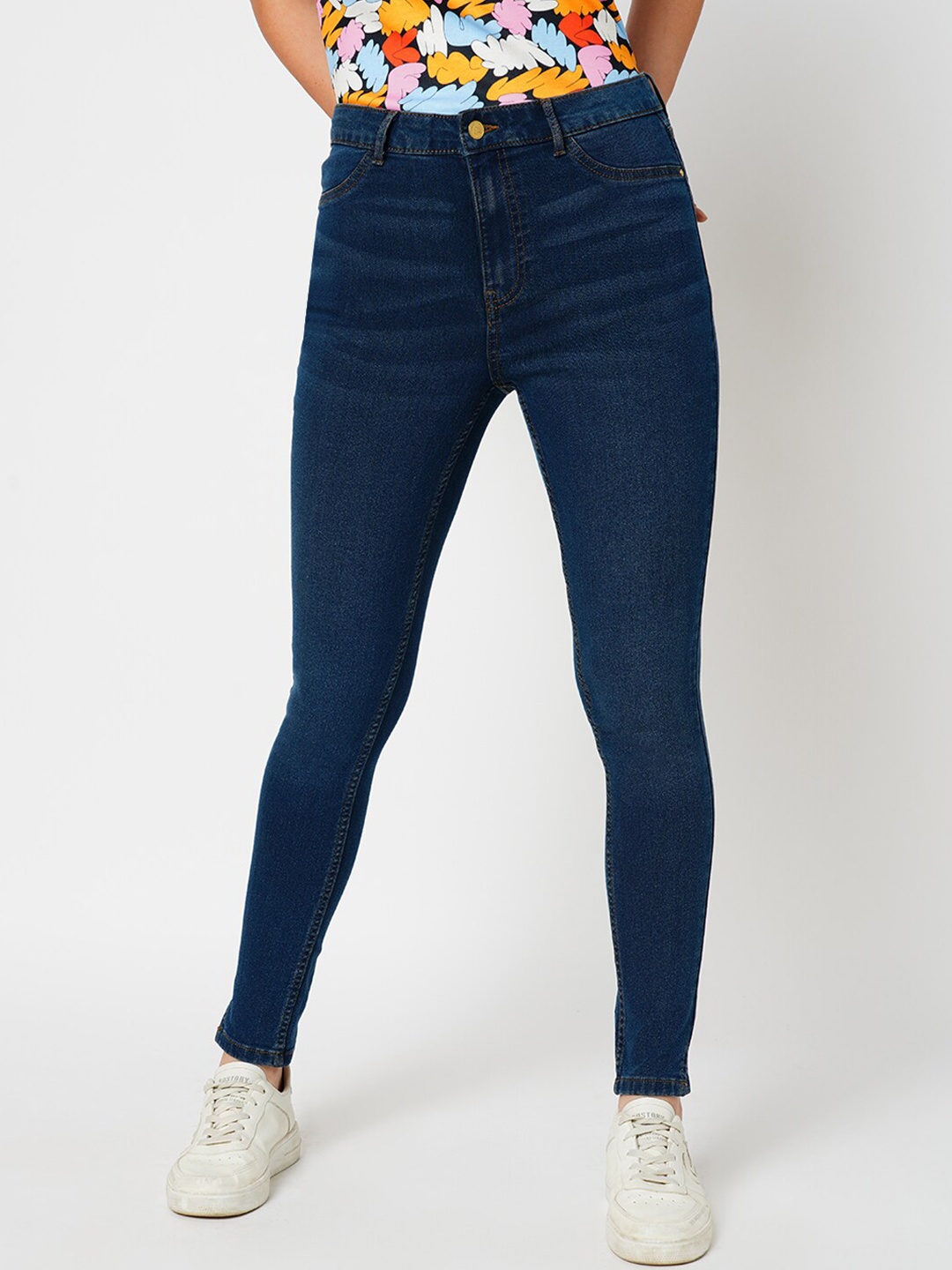 

ONLY Women Skinny Fit High-Rise Clean Look Stretchable Jeans, Blue