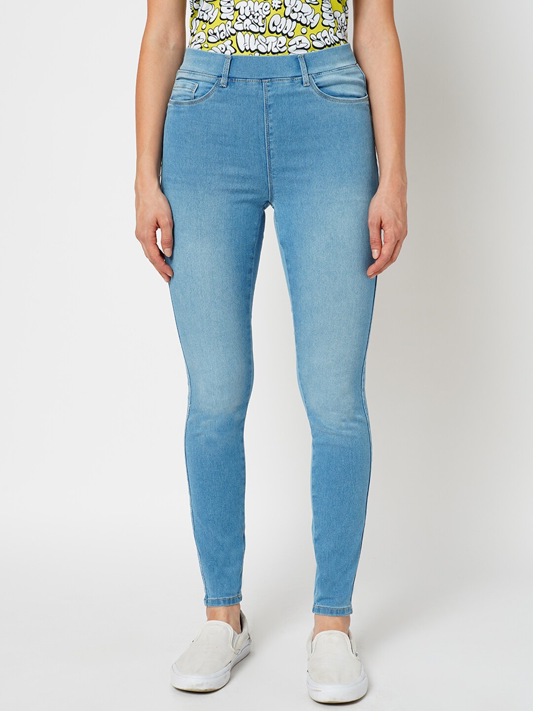 

ONLY Skinny Fit Washed Faded Denim Jeggings, Blue