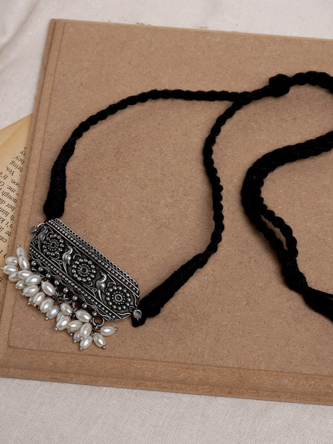 

TEEJH Silver-Plated Oxidised Necklace