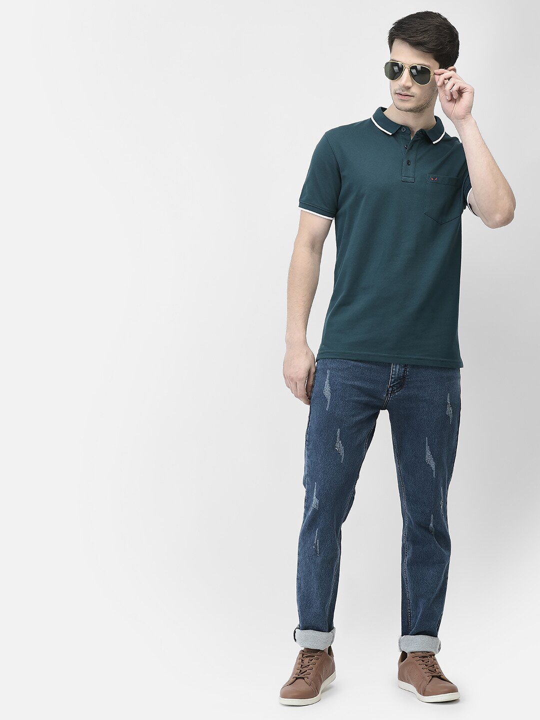

Crimsoune Club Polo Collar Slim Fit T-Shirt, Teal