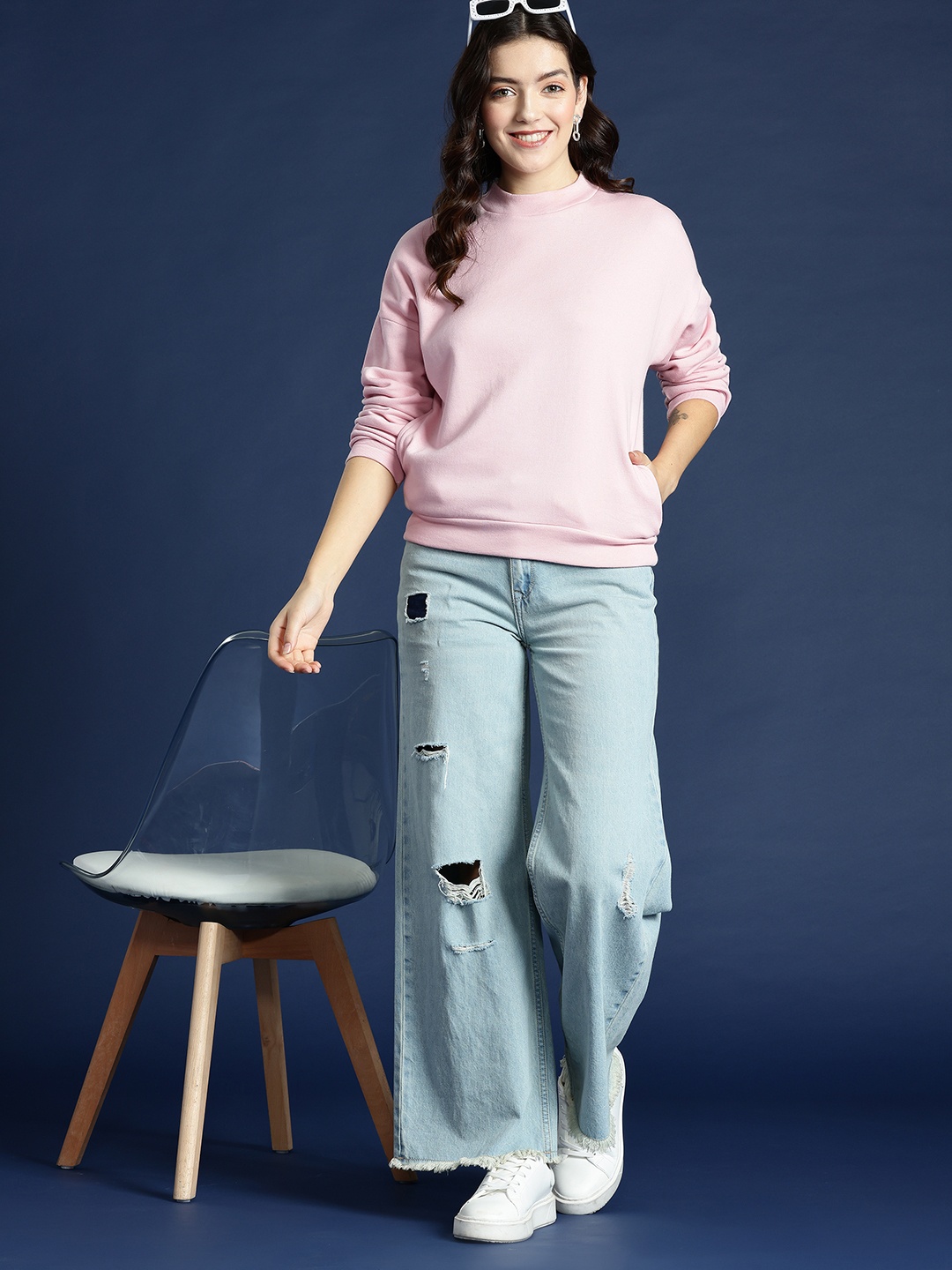 

Mast & Harbour Drop Shoulder Sleeves Sweatshirt, Pink