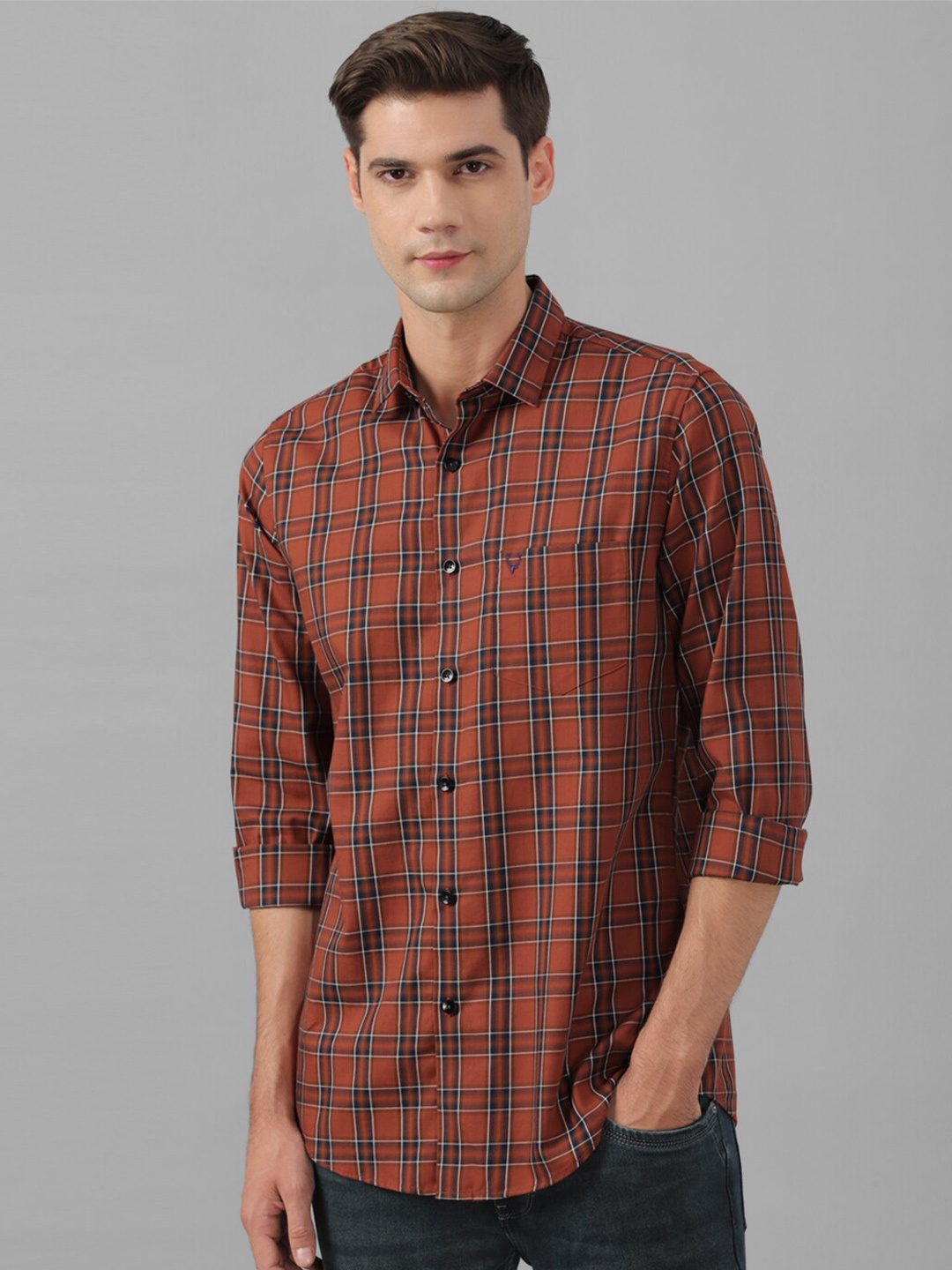 

Allen Solly Slim Fit Windowpane Checked Casual Shirt, Maroon