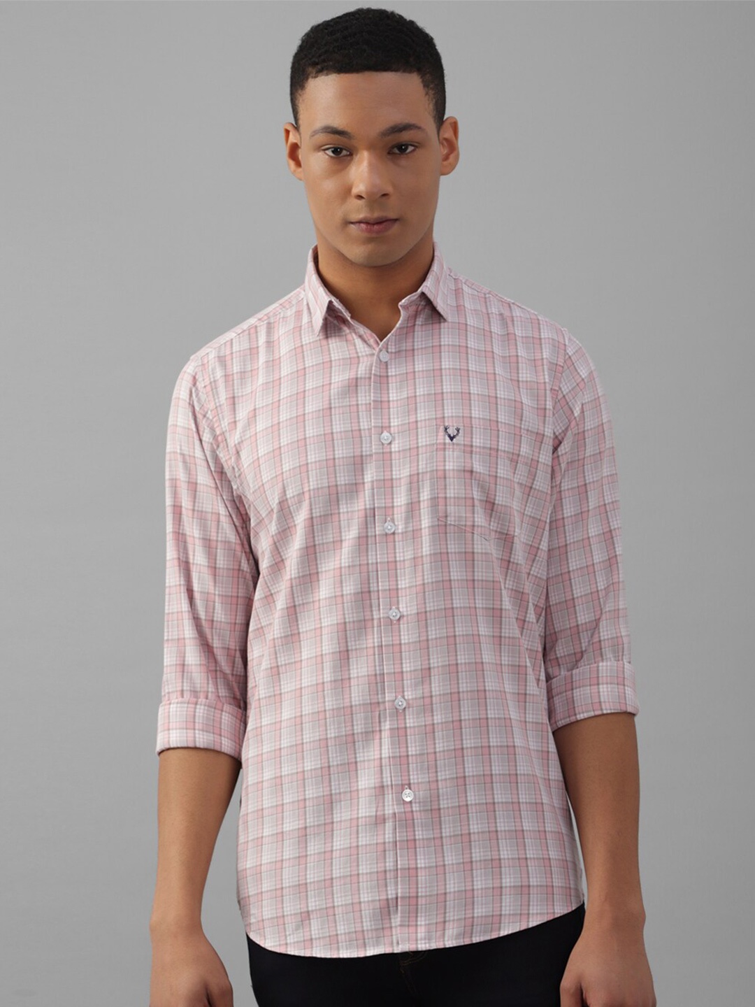 

Allen Solly Checked Cotton Slim Fit Casual Shirt, Pink