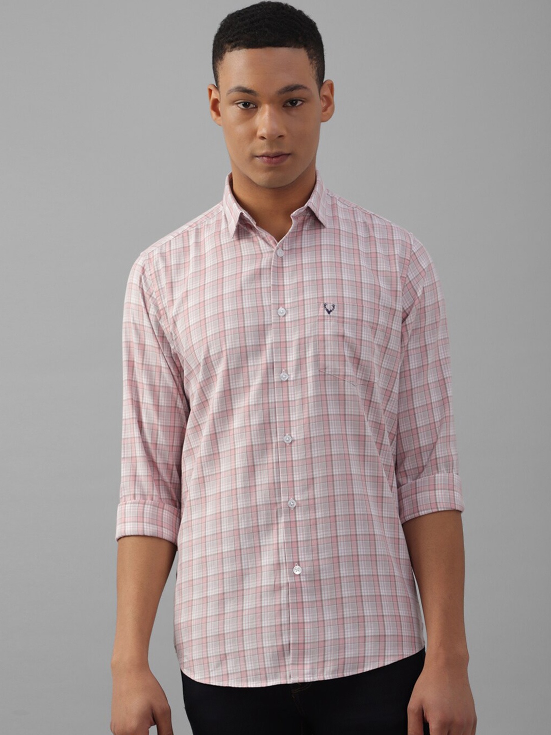 

Allen Solly Checked Cotton Slim Fit Casual Shirt, Pink