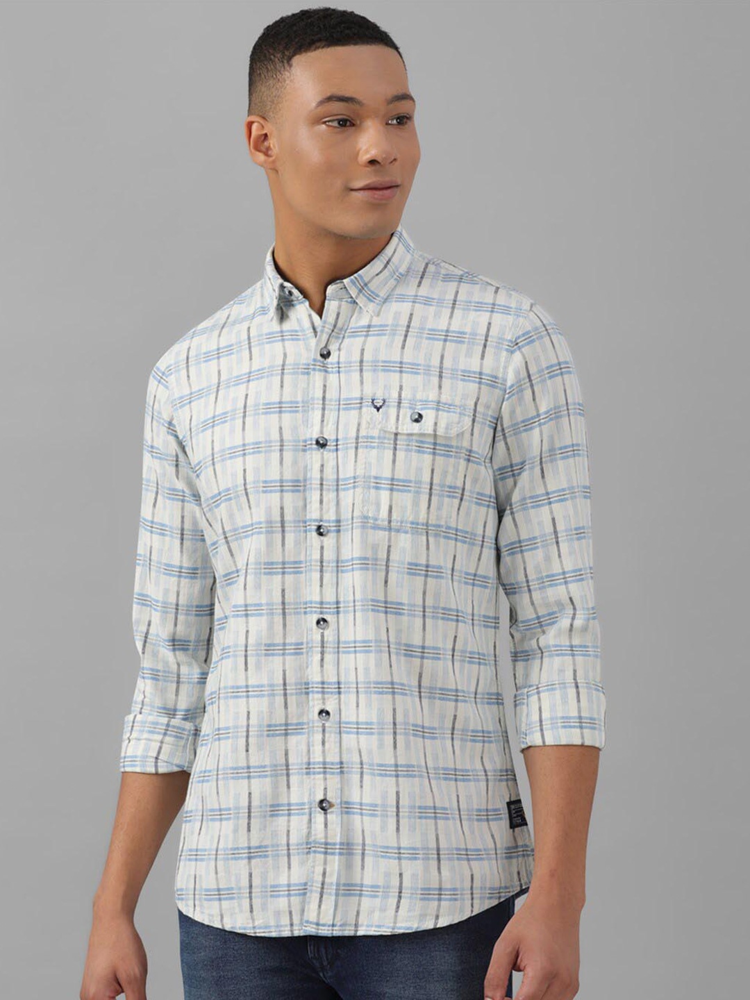 

Allen Solly Checked Pure Cotton Casual Shirt, Silver