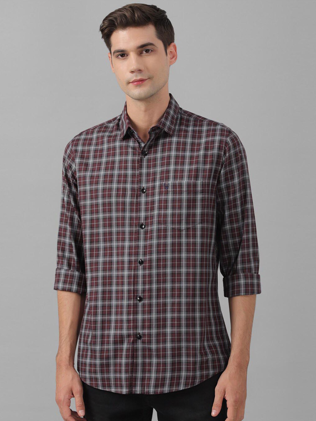 

Allen Solly Checked Cotton Slim Fit Casual Shirt, Maroon