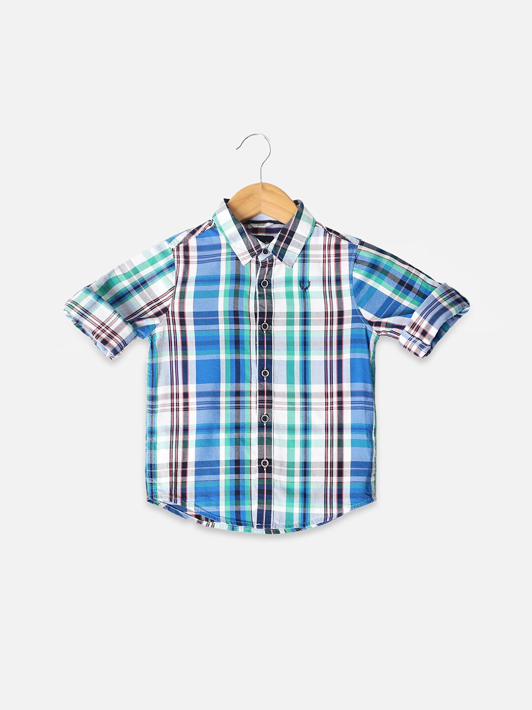 

Allen Solly Junior Boys Slim Fit Tartan Checked Casual Shirt, Blue