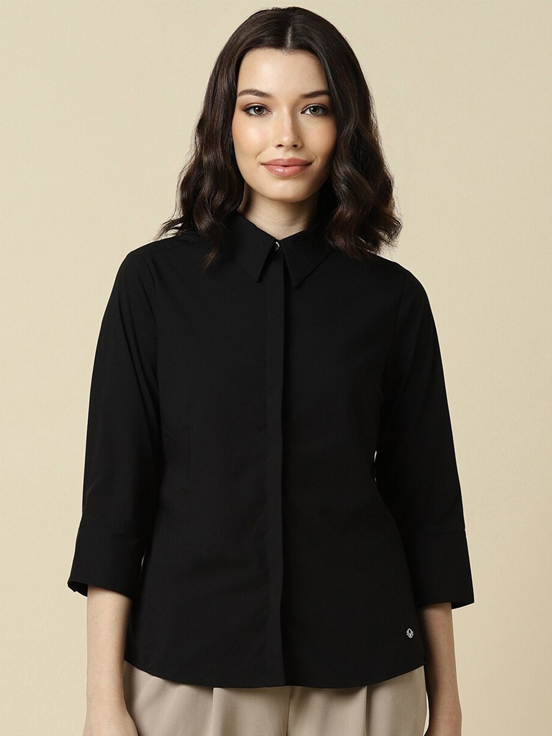 

Allen Solly Woman Spread Collar Casual Shirt, Black