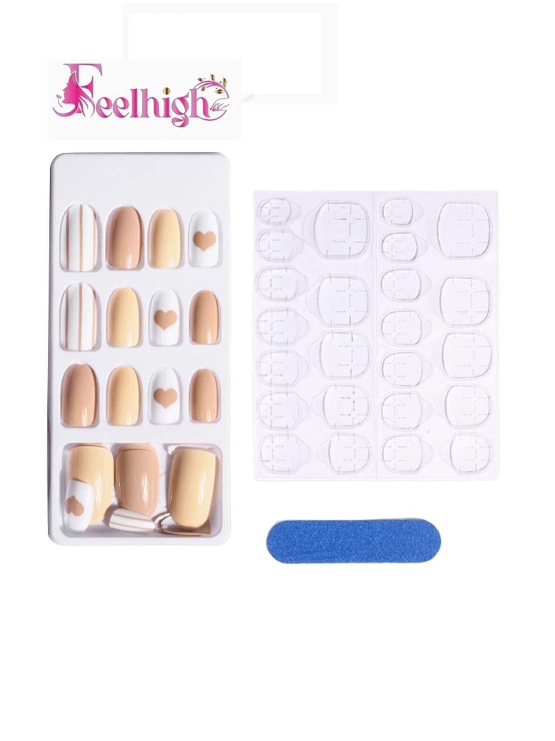

FEELHIGH 24Pcs Perfect Fit Artificial Nails - Cream-White