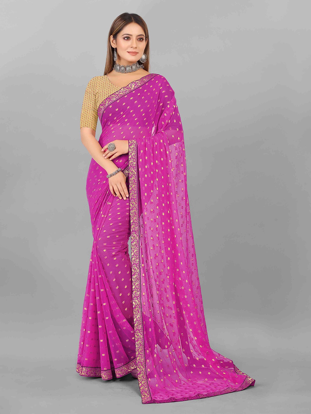 

Rhey Ethnic Motif Woven Design Saree, Pink