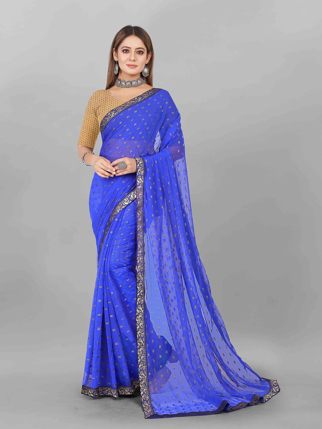 

Rhey Woven Design Chiffon Saree, Blue