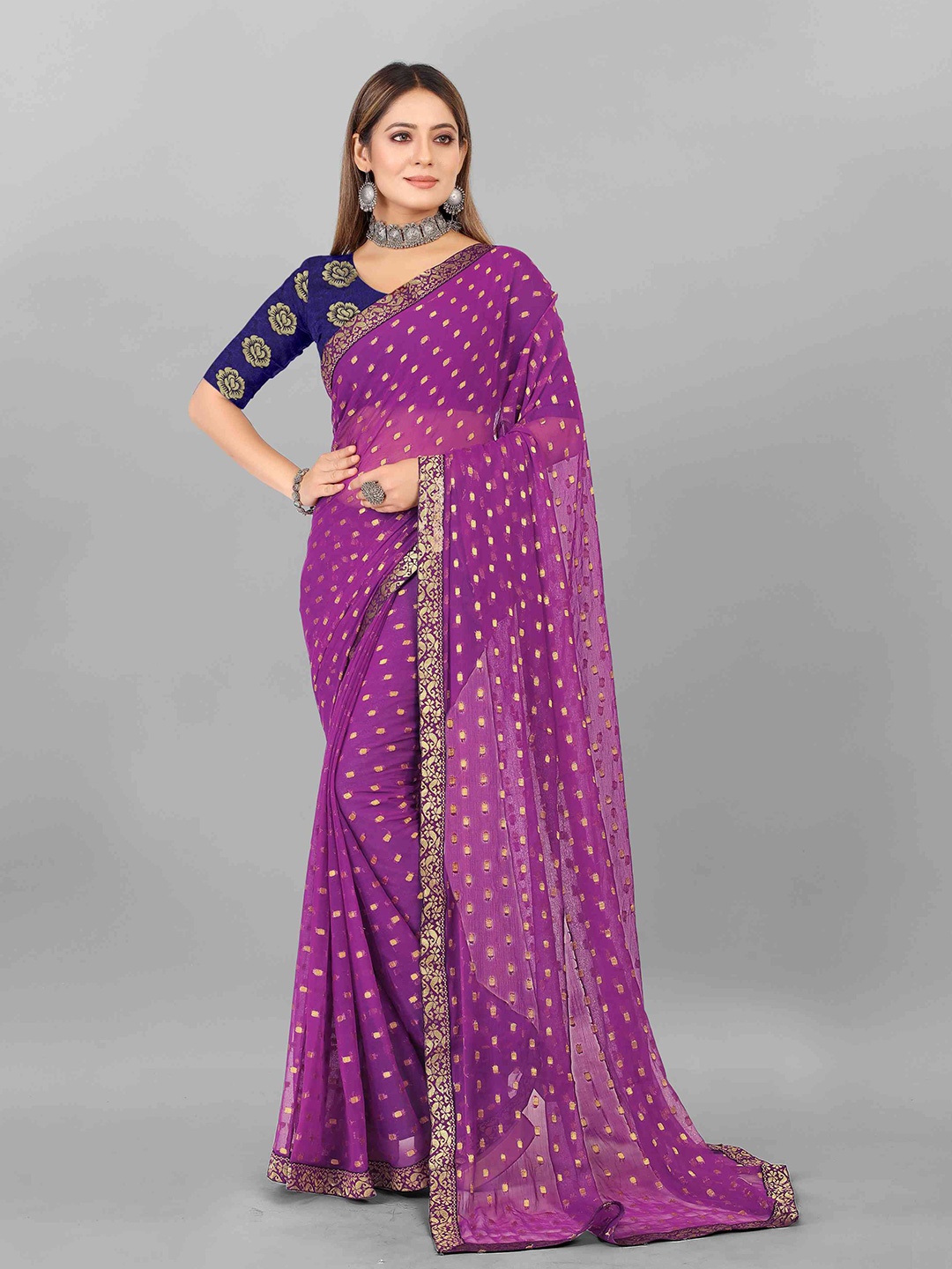 

Rhey Ethnic Motif Woven Design Saree, Purple