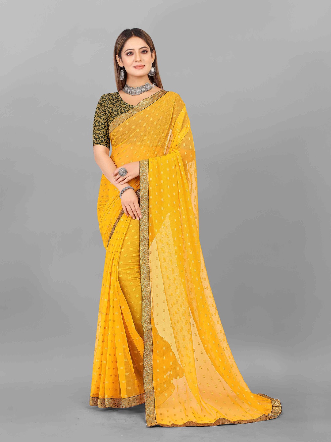 

Rhey Ethnic Motif Woven Design Saree, Yellow