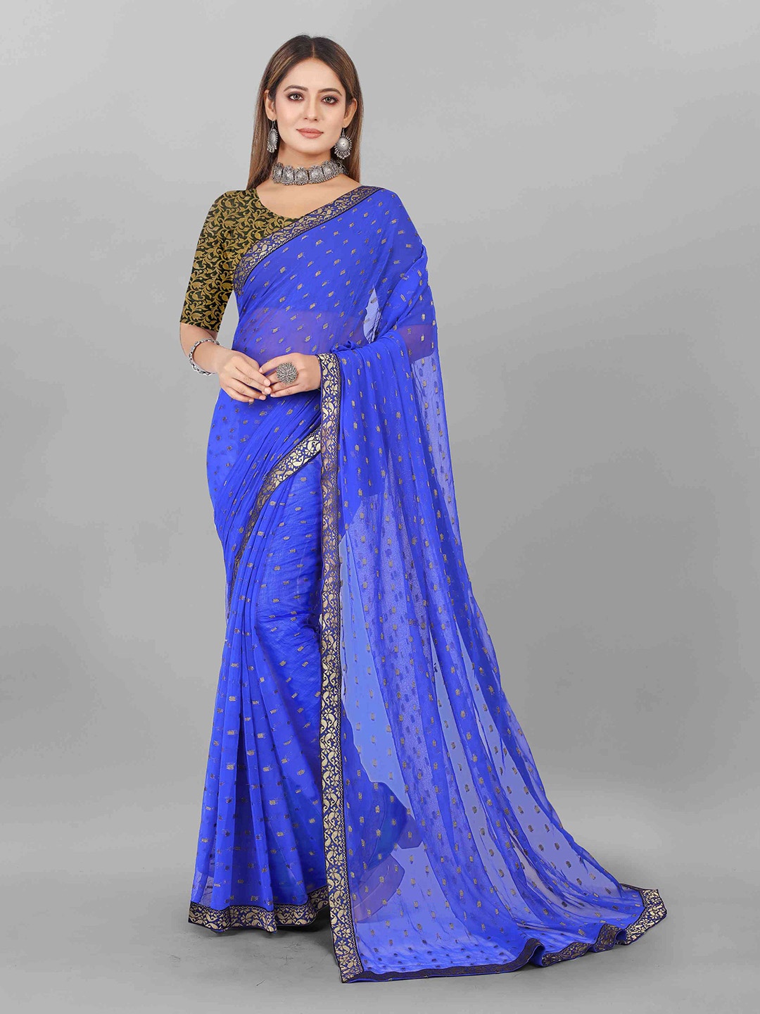 

Rhey Woven Design Chiffon Saree, Blue