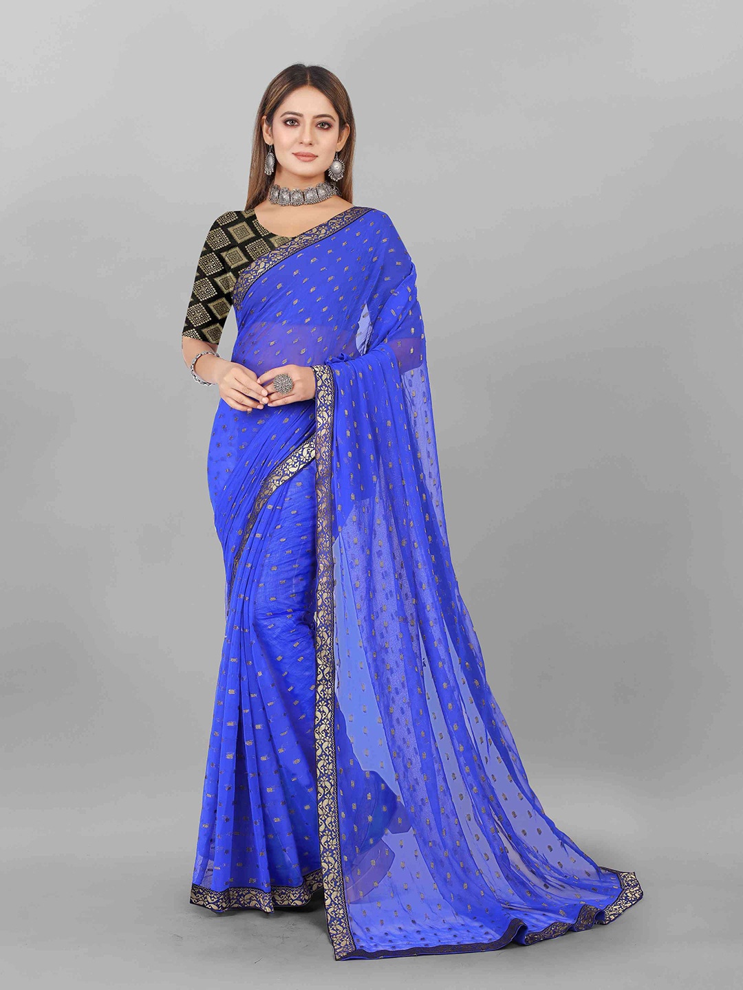 

Rhey Geometric Woven Design Saree, Blue