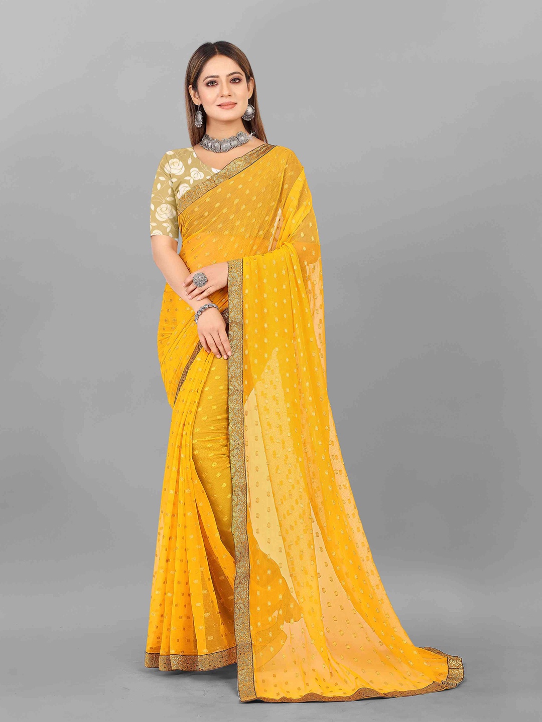 

Rhey Ethnic Motifs Woven Design Zari Saree, Yellow