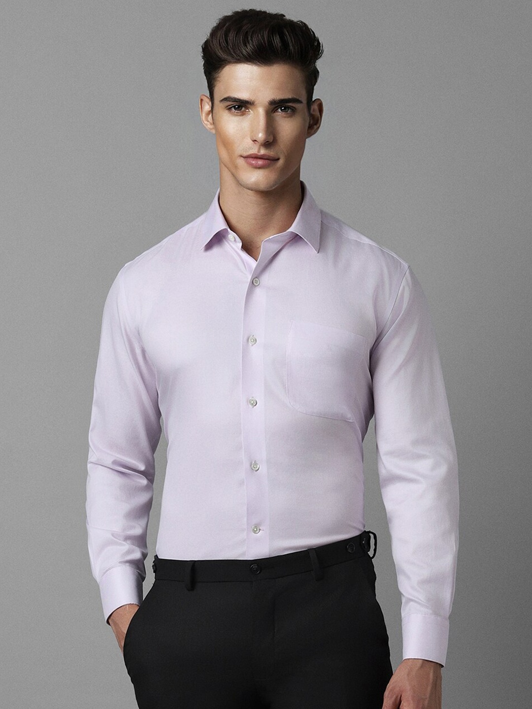 

Luxure by Louis Philippe Spread Collar Pure Cotton Formal Shirt, Purple