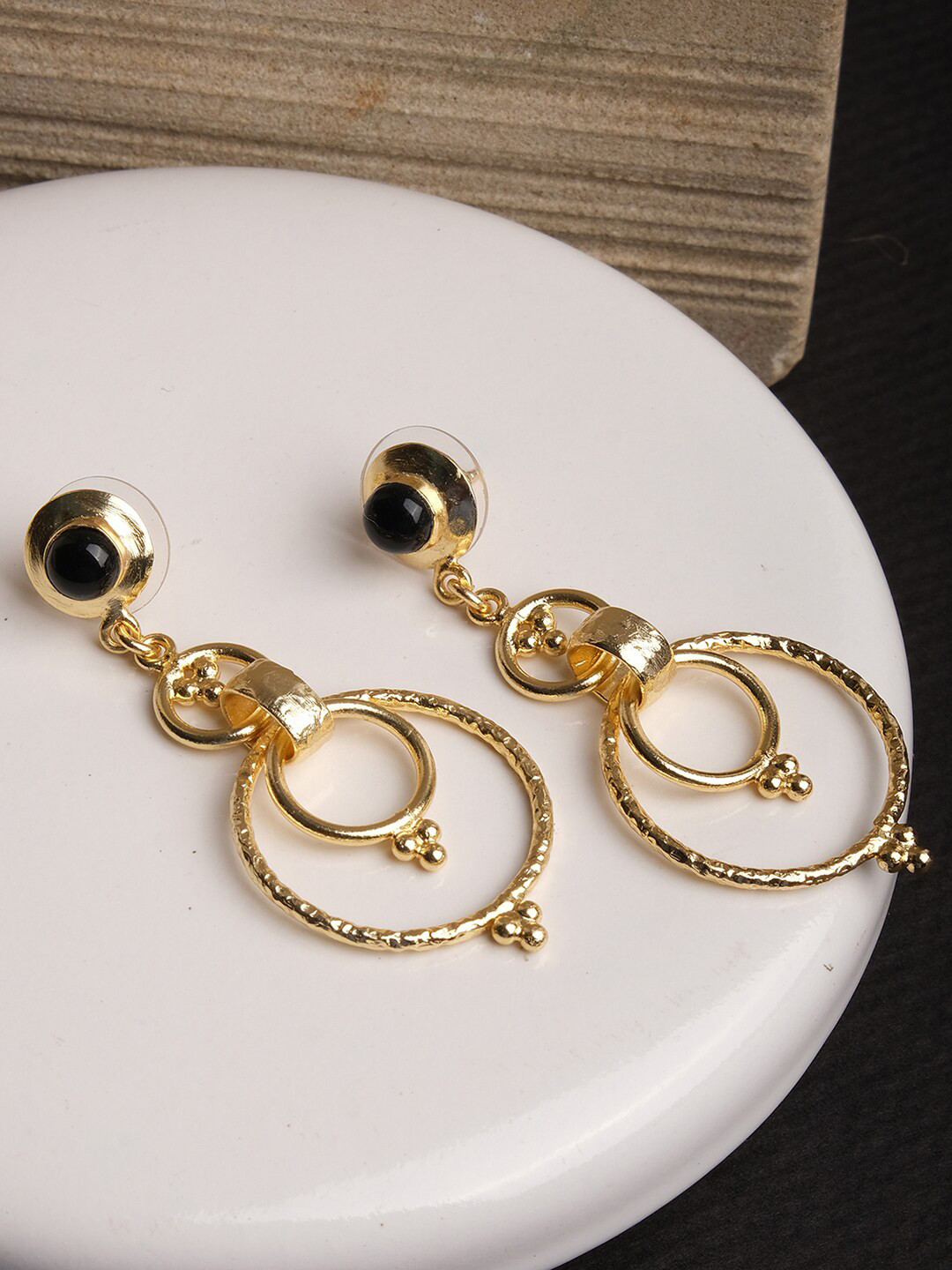 

XPNSV Gold-Plated Circular Drop Earrings