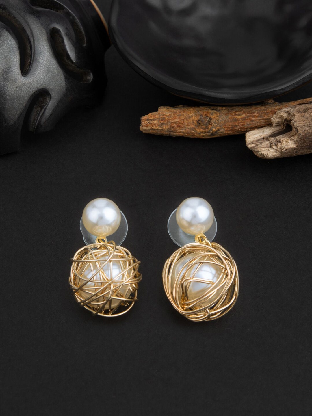 

FIMBUL Gold-Plated Circular Drop Earrings