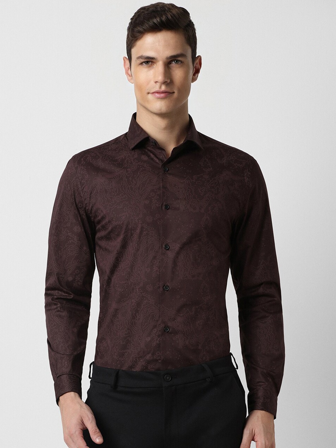 

Peter England Slim Fit Abstract Printed Formal Shirt, Brown