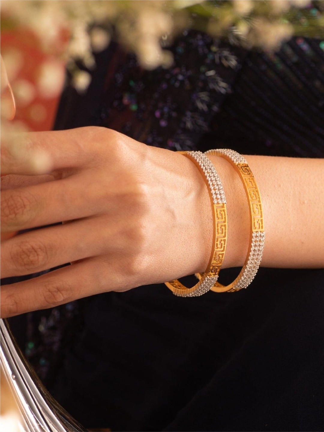 

Tarinika Set Of 2 Gold-Plated Cubic Zirconia Studded Bangles