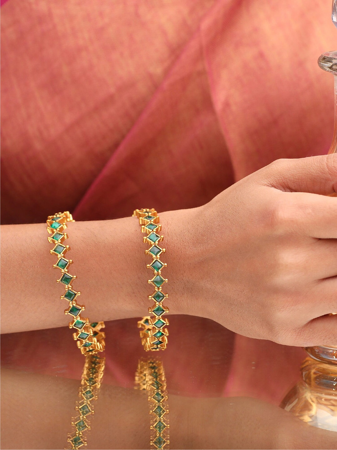 

Tarinika Set Of 2 Gold-Plated Cubic Ziconia-Studded Bangles