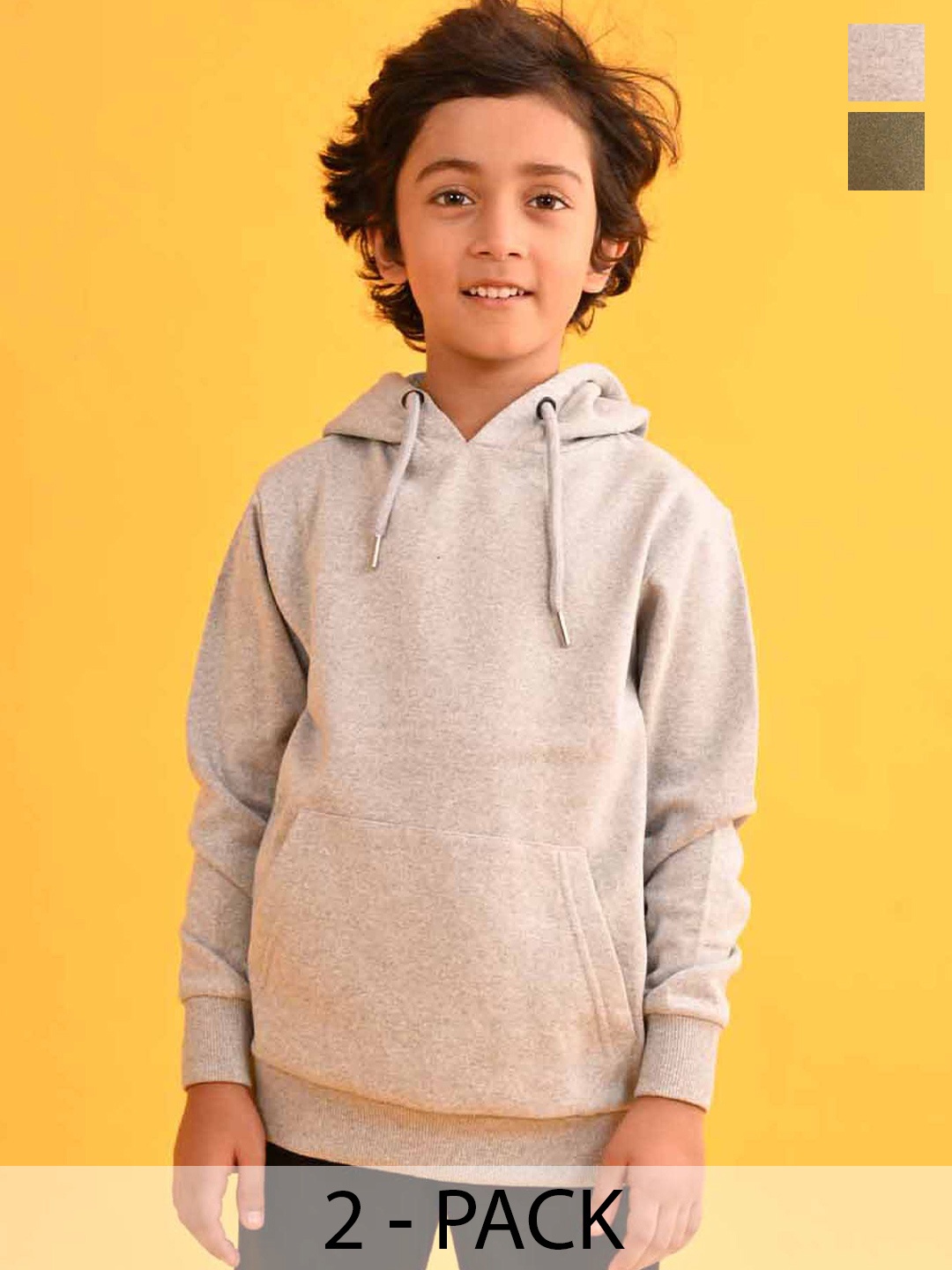 

Anthrilo Boys Pack Of 2 Hooded Fleece Pullover Sweatshirts, Olive
