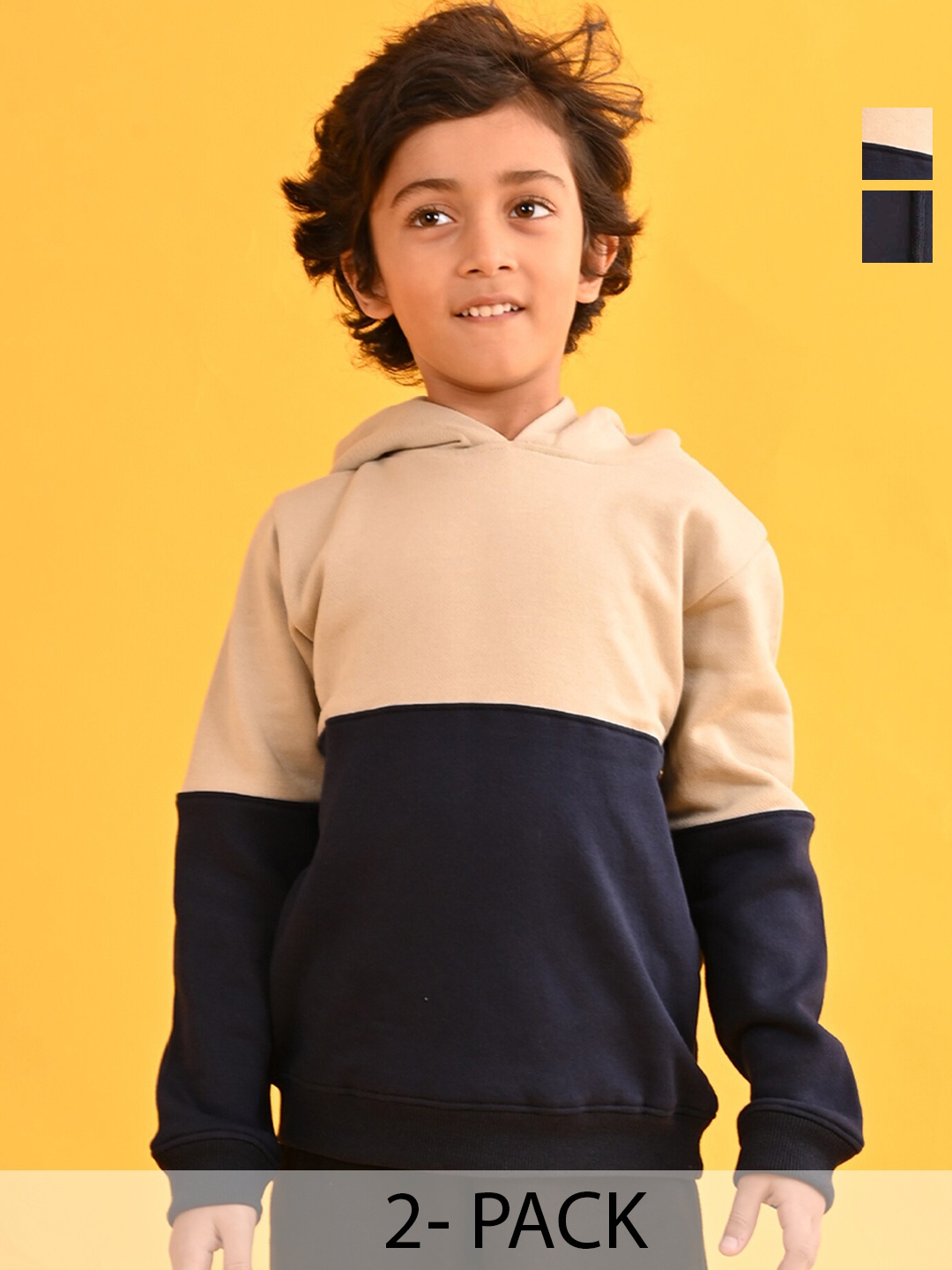

Anthrilo Boys Pack Of 2 Hooded Fleece Pullover Sweatshirts, Navy blue
