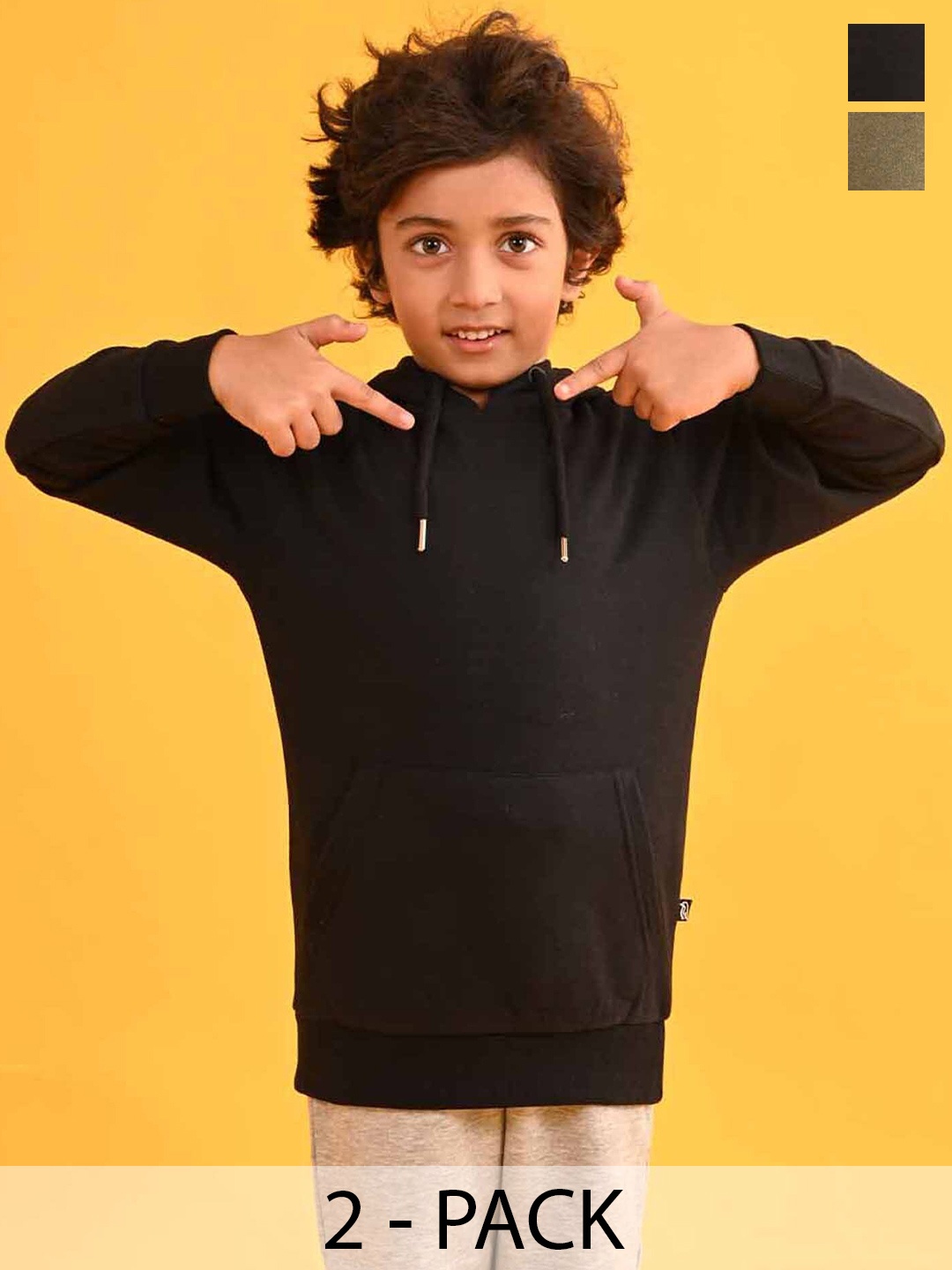 

Anthrilo Boys Pack Of 2 Hooded Fleece Pullover, Olive