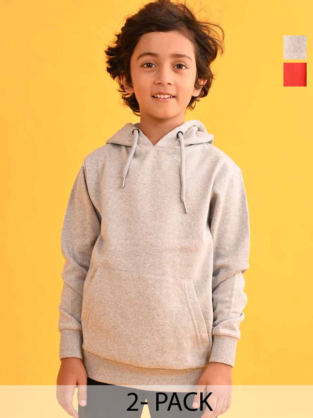 

Anthrilo Boys Pack Of 2 Hooded Fleece Pullover, Red