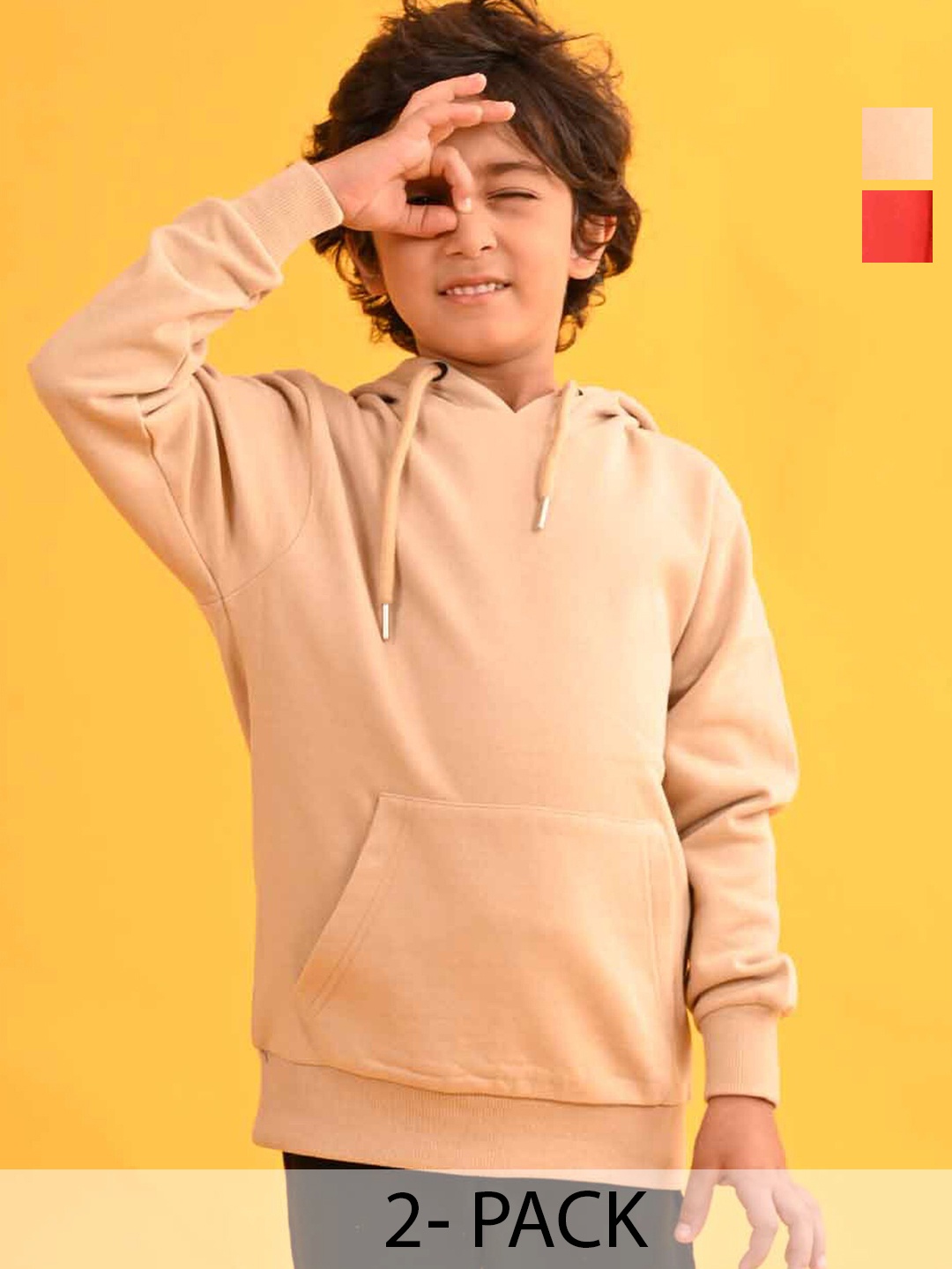 

Anthrilo Boys Pack Of 2 Hooded Fleece Pullover, Red