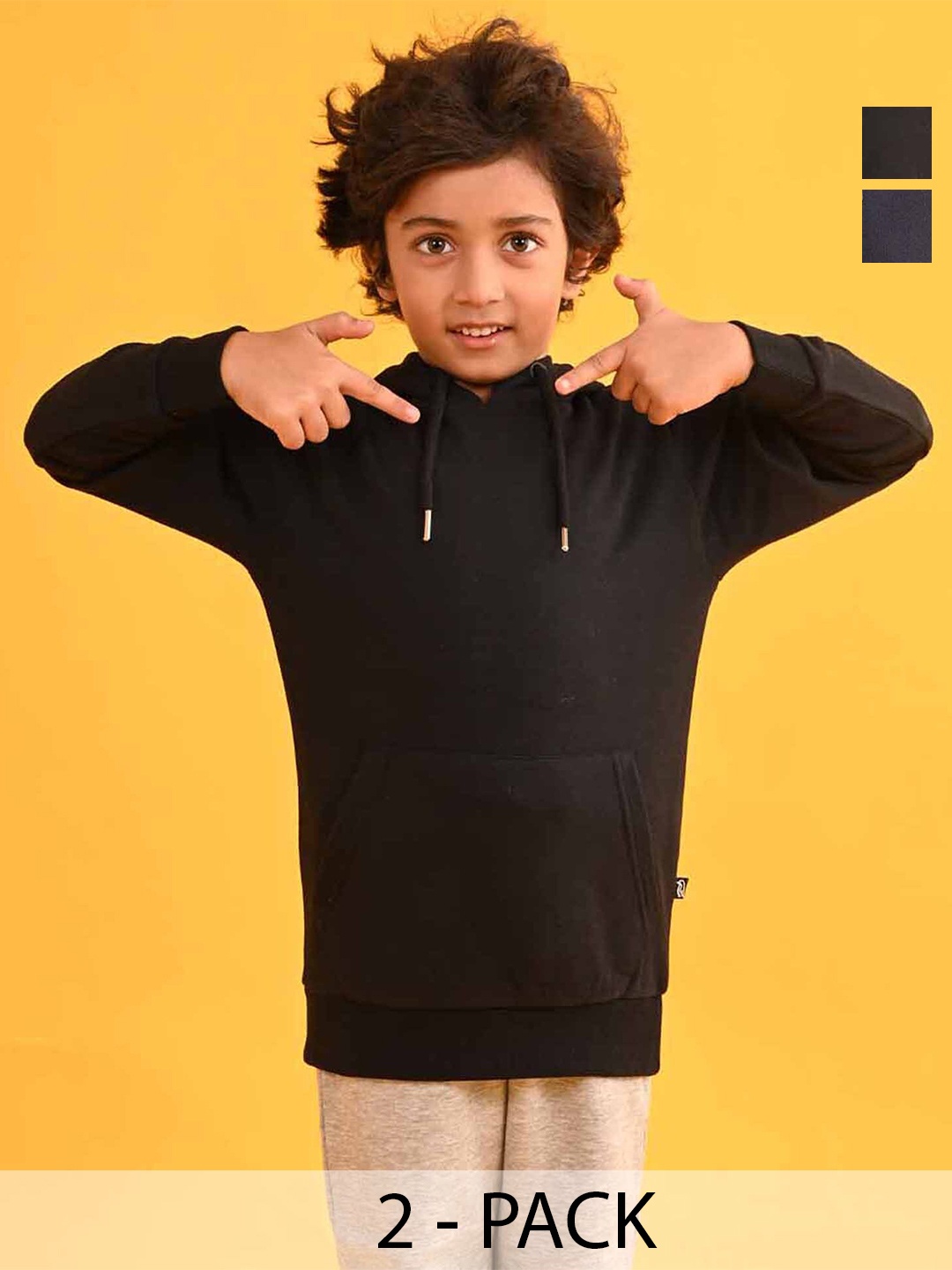 

Anthrilo Boys Pack Of 2 Hooded Fleece Pullover, Navy blue