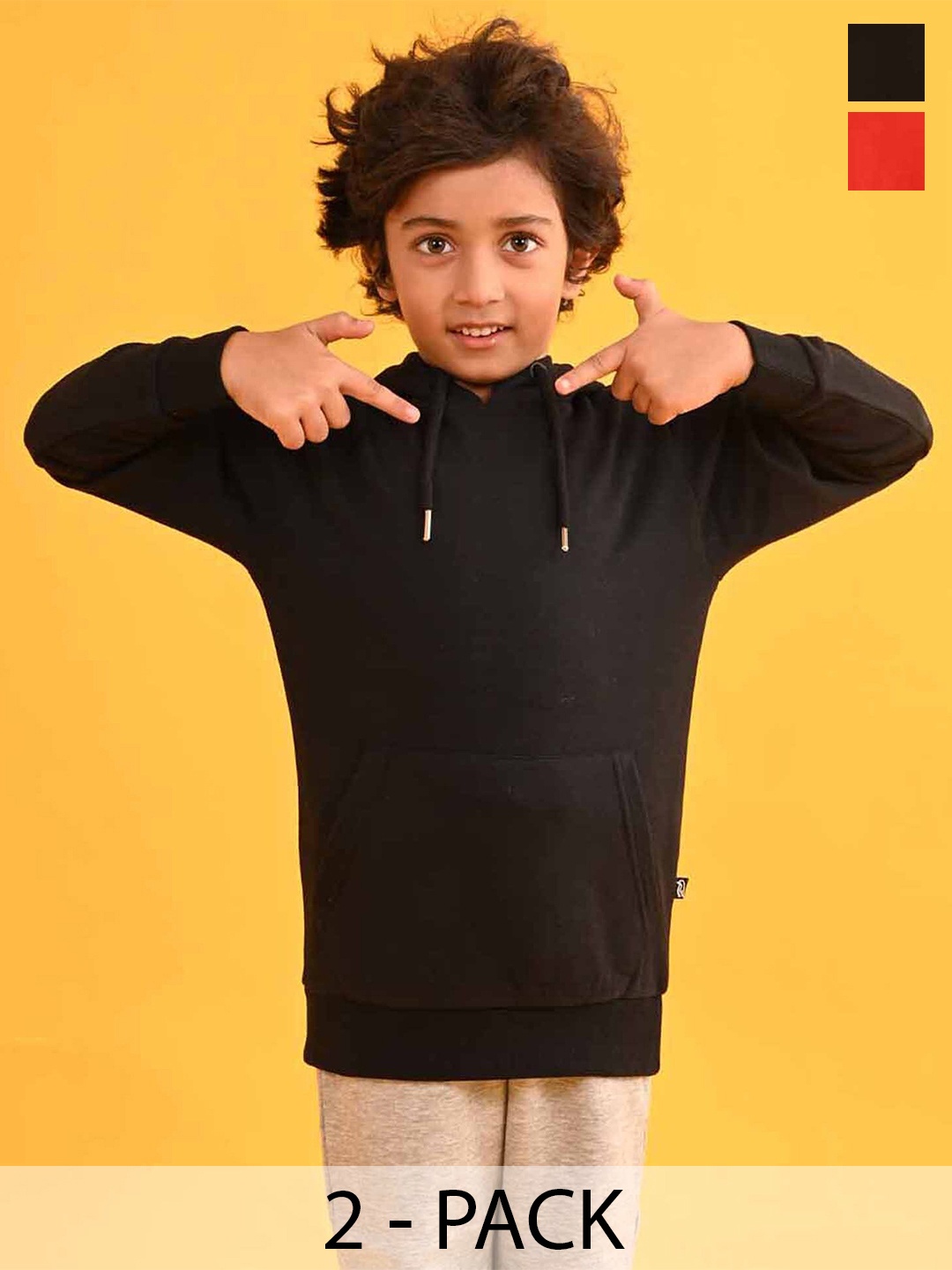 

Anthrilo Boys Pack Of 2 Hooded Fleece Pullover, Red